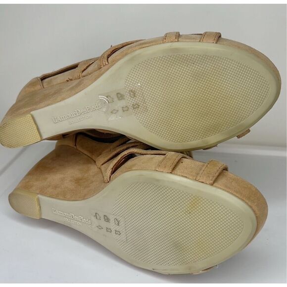L'amour Des Pieds Ivanna Womens Suede Wedge Platform Sandals Heels Size 6.5 Tan - Picture 7 of 8